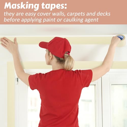 Image of Fainne 4 Inch 4 Rolls Masking Tape Bulk 0.8 /1 / 1.88 /3 / 4 in X 55 Yards General Purpose Tape for Classroom, Labeling, Crafts, Office, School Projects, Easy Tear & Clean Removal, Beige White