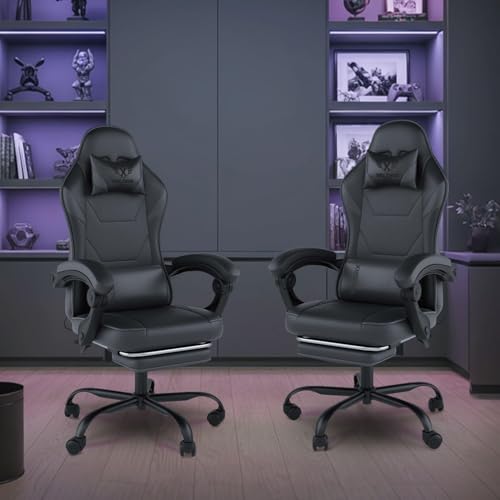 Image of ValorX USA Striker 2026 Edition | Ergonomic Gaming & Office Computer Chair | Premium PU Leather | Dual Massager Back Support | Adjustable Neck & Lumbar Pillow | Ergo Sync Armrests | Footrest (Black)