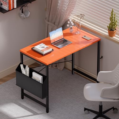Image of Pamray 32 Inch Computer Desk for Small Spaces with Storage Bag, Home Office Work Desk with Headphone Hook, Small Office Desk Study Writing Table