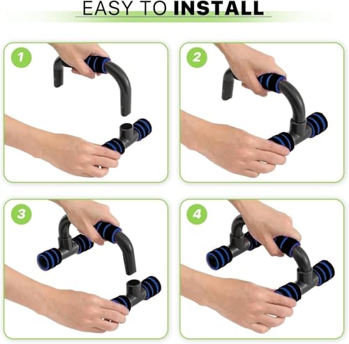 Push Up Bars Gym Exercise Equipment Fitness 1 Pair Pushup Handles with Cushioned Foam Grip and Non-Slip Sturdy Structure Push Up Bars for Men & Women Blue - Image 6
