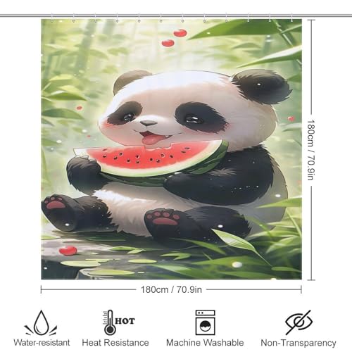 Rideau de douche panda en polyester lavable et imperméable pour baignoire maison 183x183 cm