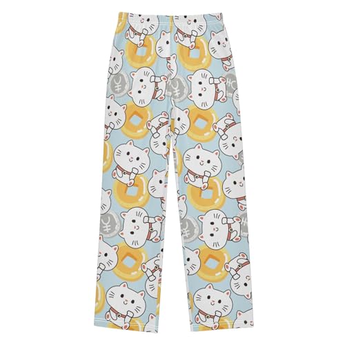 Cute Lucky Cats Coin Boys Pants for Kids Jogger Pants with Pockets S-XL