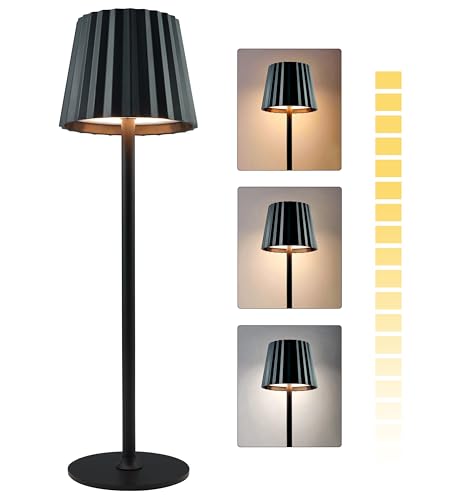 Led Tischleuchte Kabellos mit 3 Lichtfarben, Outdoor Tischlampe Kabellos IP54 Wasserdicht, Led Tischlampe Akku USB Aufladbar Einstellbare Helligkeit für Wohnzimmer, Camping, Bar