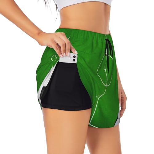 Short de yoga double couche motif football pour femme performante