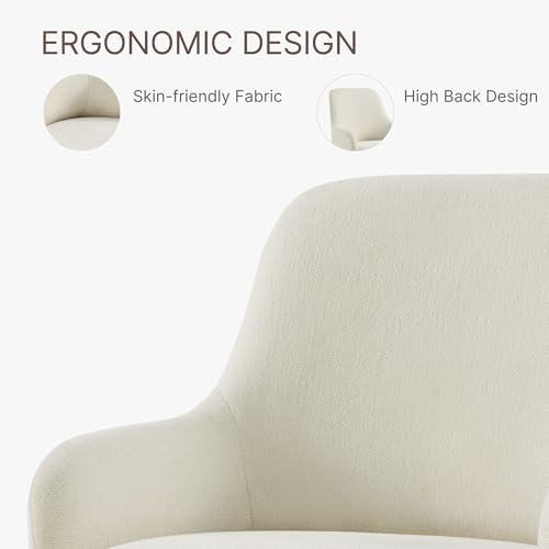 Image of KISLOT Swivel Dining Chairs Set of 2, Mid Century Modern Chairs Fabric Upholstered Armchair with Armrest & Ergonomic Backrest for Dining Room, Kitchen, Bedroom, Living Room, Linen, 2 Boxs