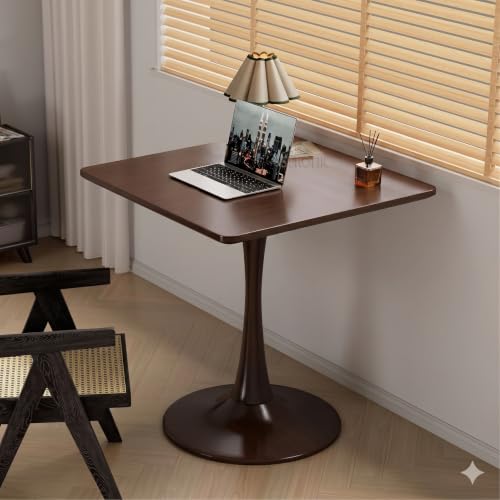Image of Square Wooden Pedestal Table, Accent Bedside Table,Modern Coffee End Table for Living Room, Bedroom and Balcony with Square Design Table (Brown, 18 * 18 * 24 inches)