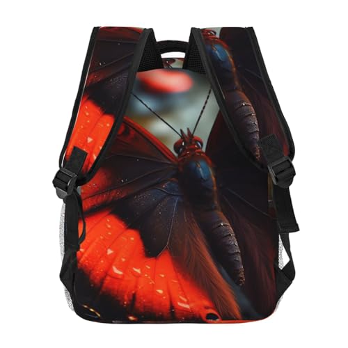 Casual Backpack for Women Men Red Butterfly Lightweight Daypack Large Capacity Nurse Bag4