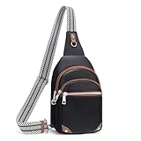 Lexiyat Anti Theft Crossbody Bags for Women Travel Chest Sling Bag Leather RFID Purse Fanny Pack Black