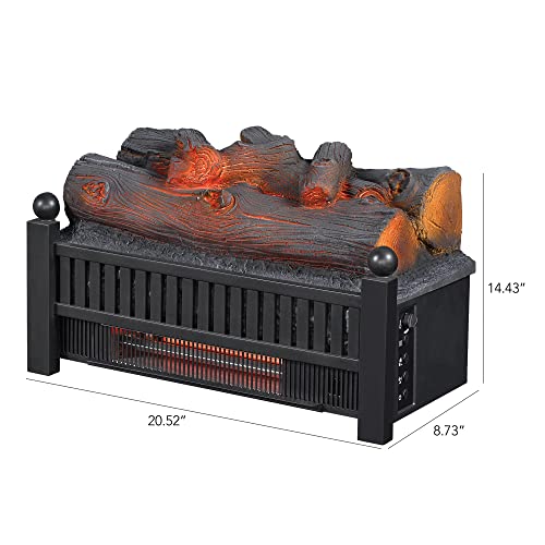 Image of duraflame Electric Log Set 1,000 Sq Ft Infrared Heater, Faux Logs Insert with LED Flames for Existing Fireplaces, Crackling Sounds, Remote Control Included