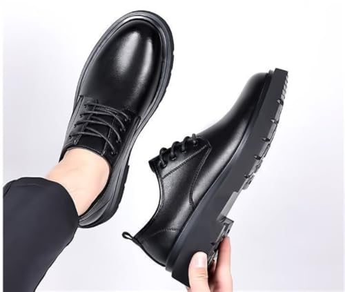Men's Leather Lace Up Platform Dress Oxfords Shoes Lug Sole Heightening Business Casual Prom Wedding Suit Shoes for Men2