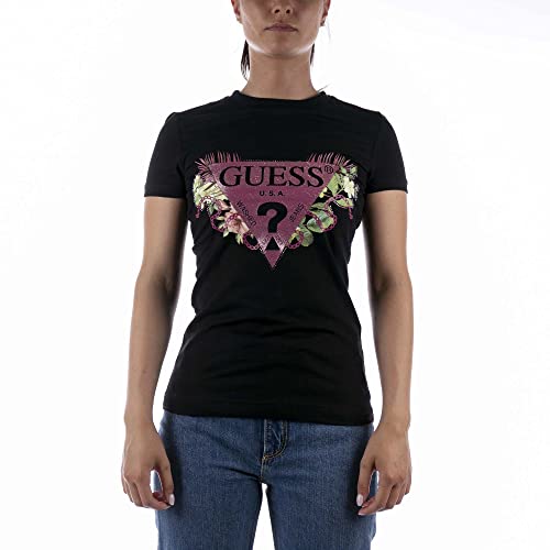 Tee Shirt Manches Courtes col Rond imprimé Florale Floria Noir