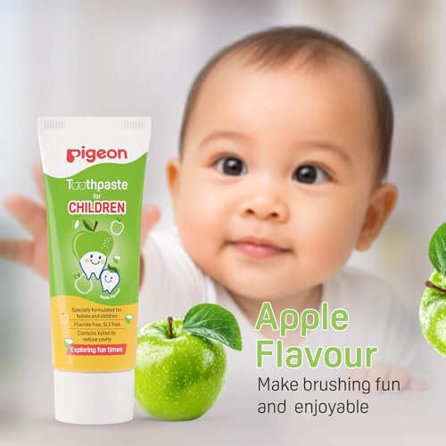 Image of Pigeon Apple Toothpaste for Babies & Kids 45 g | Fluoride & SLS Free | Colour & Paraben Free | pH-Balanced Gentle Daily Oral Care