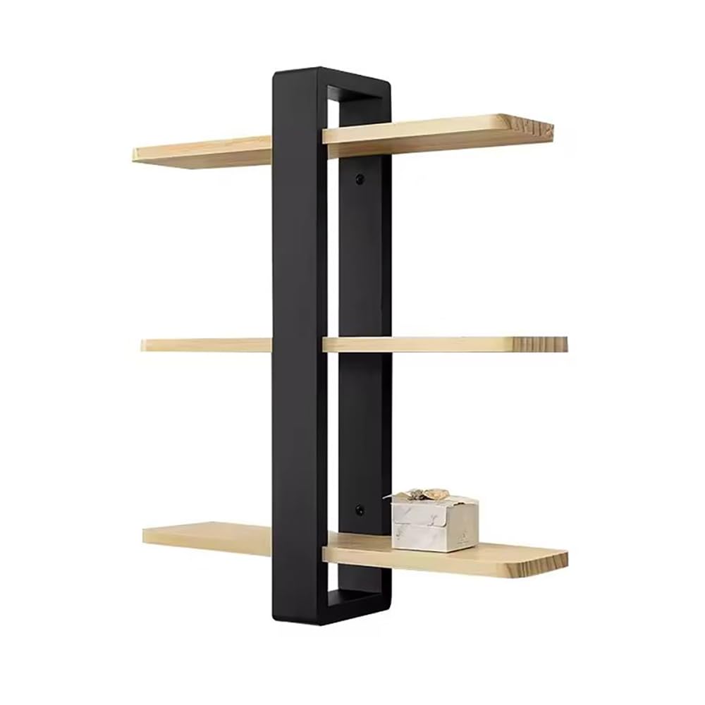 Mensole Da Muro，Mensole Da Parete，Mensola Sospesa Decorativa a 3 Livelli, Mensola In Legno Moderna Per Pareti, Adatta Per Soggiorno, Camera Da Letto, Ufficio, Cucina (Nera, 58 * 50 * 12 Cm)