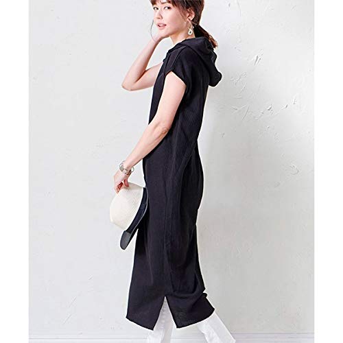 ラナン（Ranan） サーマルパーカワンピース【ブラック/LL】