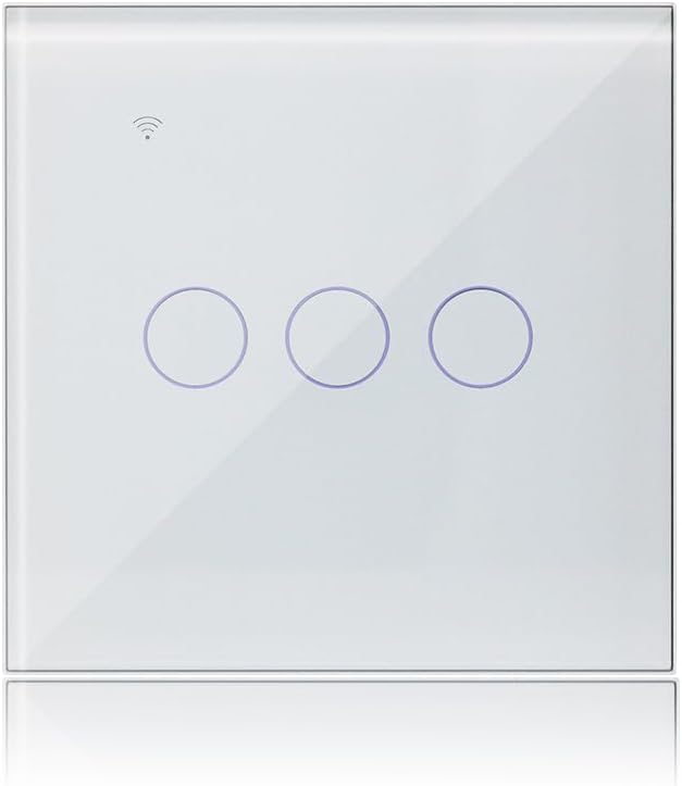 Smart Light Switches 3 Gang 1 Way Compatible with Alexa, WiFi Touch Light Switch White Glass Panel with Timer Function, Tuya/Smart Life App Control