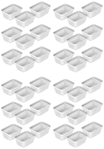 Image of Glad Plastic Storage Basket Set - Multipurpose Drawer Trays, Kitchen Pantry Containers, and Bathroom Bins - Small Organizers, White, 6.25 inch L x 4.6 inch W x 2.7 inch H, 9 Count (Pack of 4)