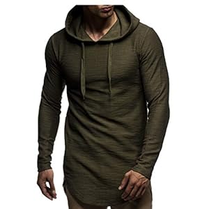 Leif Nelson LN6300 Herentrui met capuchon, slim fit, katoenaandeel, basic witte herenhoodie met lange mouwen, zwarte trui met capuchon