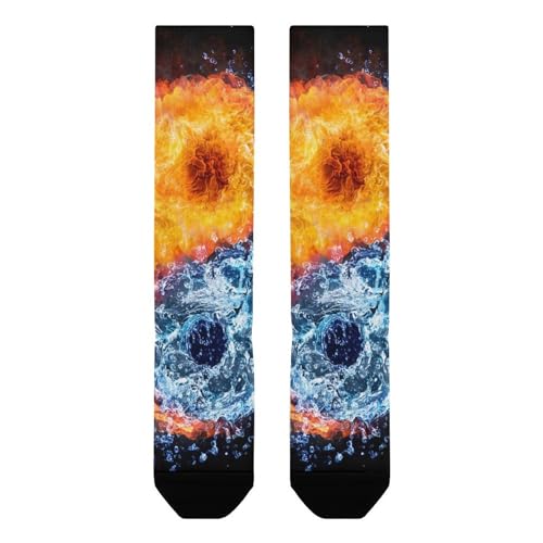 Fire and Water - Yin Yang Over The Calf Socks for Men and Women Lightweight Mid Socks Athletic Running Stockings2
