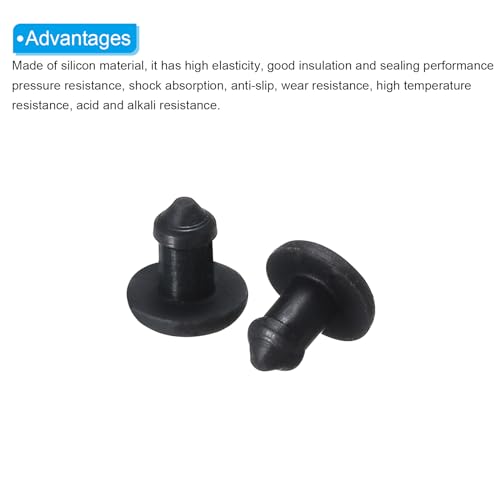 Image of MECCANIXITY Silicone Snap in Locking Hole Plugs Rubber Panel Seal Cover Flush Type Panel Round for Kitchen Rubber Bulkheads Waterproof Sealing Plugs 2.5mm /0.1 Inch Diameter Black,Pack of 20
