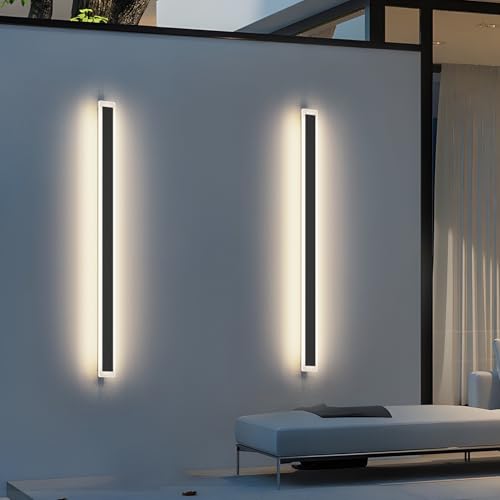 Coinmit 2 Pack 47.2in 4000K Long Outdoor Light IP65 Waterproof Outdoor Sconces Wall Lighting Modern LED Exterior Wall Sconces for Porch House
