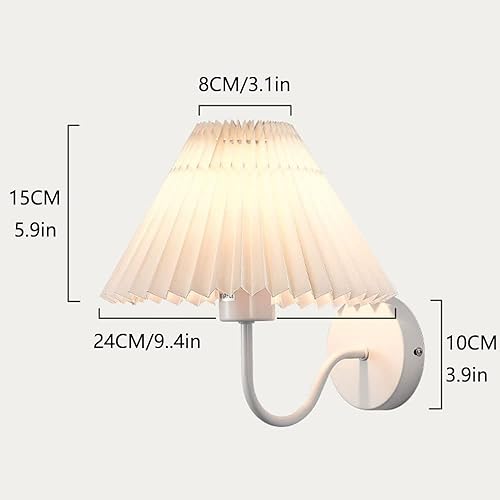 Miniatura 10 de IBalody Lámpara de pared de tela plisada, linterna de pared nórdica para interiores, elegantes apliques de pared de cabecera única, lámpara de pared