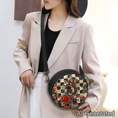 Image of Women Novelty Round Clock Shape Zippered Clock Purses for Women Tote Handbag Shoulder Bag, Gift for Mom Girlfriend