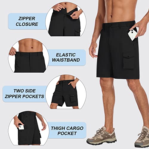 Mofiz Men's Hiking Cargo Shorts Quick Dry Outdoor Camping Shorts For Men With Multi-Pocket Lightweight Casual Travel Fishing Shorts Black 2Xl #TOP3