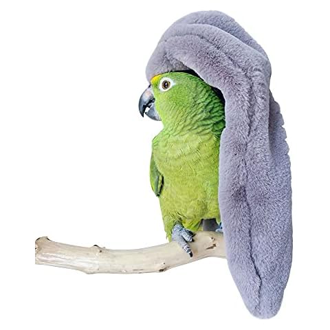 pawstrip Birds Blanket Cozy Corner Bird Cuddle Nest Covers Toy Warm Thermal Fleece Beddings for Winter for Parrots Pets Gray Cover