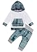 Lindo Conjunto de Sudadera con Capucha Estampado geometría pequeños Tops Manga Larga bebé y niños Pantalones Largos Verdes cordón y Bolsillo Delantero Conjunto Informal Fiesta Escolar para 6-12 Meses