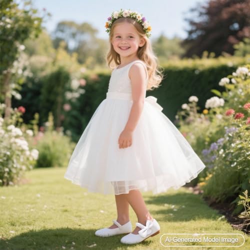 Image of PHIRAMIN Toddler Flower Girl Glitter Dress Shoes Little Girl Ballet Flats Bow Wedding Party