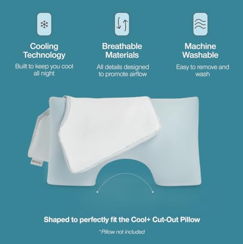 Image of Coop Home Goods Cool+ Cut-Out Pillow Cover, King Size, Cut-Out Shape, Cooling Bed Pillow Case for Hot Sleepers, Ultra Soft & Breathable Pillowcase with Zipper and 2-Inch Gusset