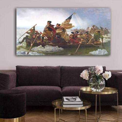 Generic SOUB8V2YW59D George Washington Crossing The Delaware River Poster Canvas Art Poster And Wall Art Picture Print Modern Family Bedroom Decor Posters 12X24Inch thumb #2