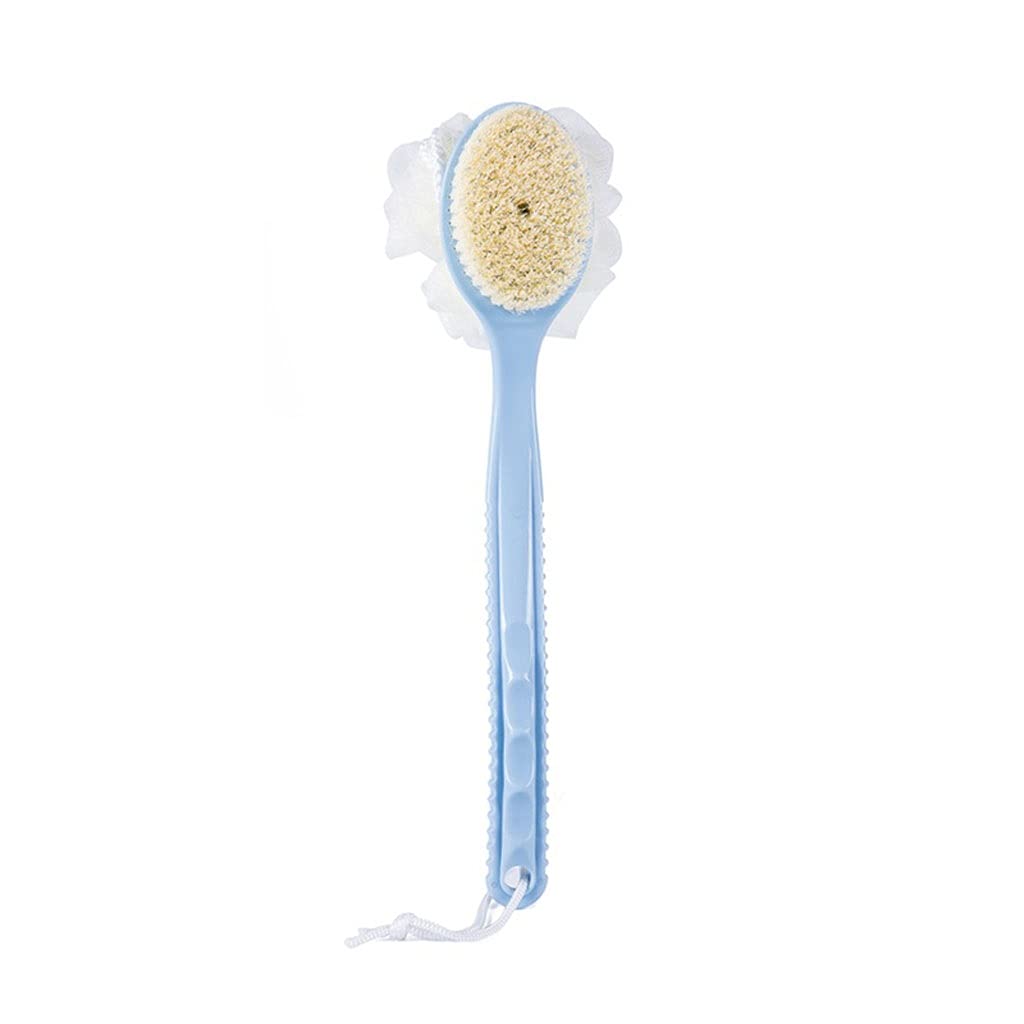 Ręcznik złuszczający Szczotka do ciała pod prysznic z włosiem i miękkim szorowaniem z tyłu Loofah Gąbka do kąpieli z zakrzywioną długą rączką Szczotka do złuszczającej kąpieli, Szczotka do c