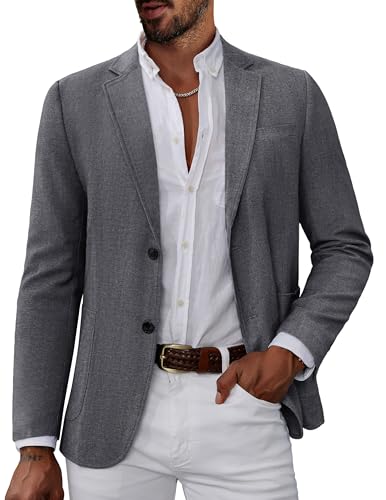 PJ PAUL JONES Herren Sakko Sportlich Regular Fit Blazer 2 Knöpfe Freizeit Business Jackett (Dunkelgrau, L)