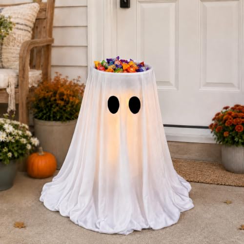 Lighted Halloween Ghost Candy Bowl,Halloween Ghost Decor with Remote - image 5