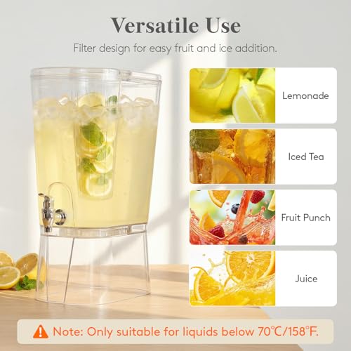 Lifewit 2 Gallon Drink Dispenser for Parties 2 Pcs, Large Plastic Beverage Container for Juice/Tea/Soda with Stand & Ice Core, Clear Lemonade Dispenser with Spigot, BPA Free Water Pitcher for Hosting #5