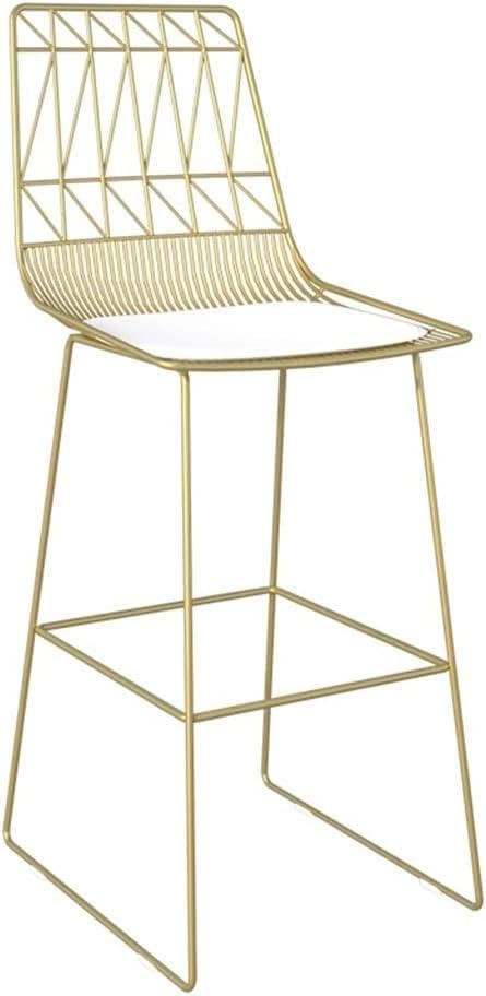 Barstools Gold Iron Art Bar Stool Home Dining Chair Creative Fashion High Stool 75cm,for Kitchen Leisure Bar Cafe (Gold 65cm)