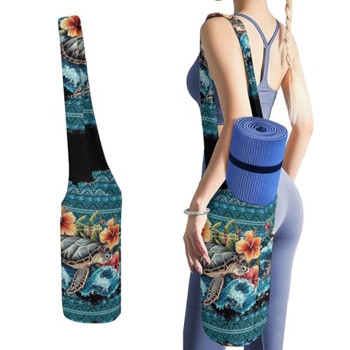 WUYOJUXA Turtle Print Yoga Mat Bag with Pockets