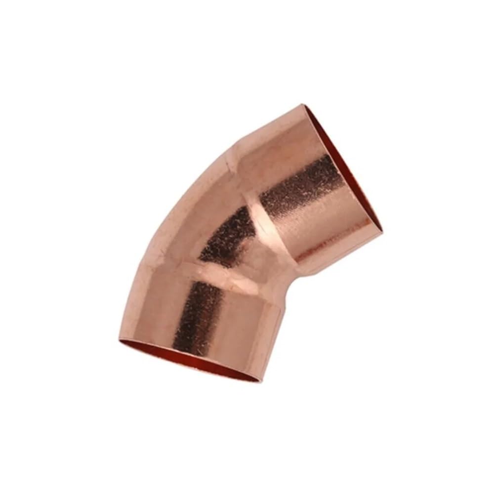 1/4" 3/8" 1/2" 3/4" 1" 10 15 16 19 22 25.4 28mm ID Copper End Feed Solder 45 Degree Elbow Fitting Coupler for Air Condition(ID 35mm Wall 1.2mm)