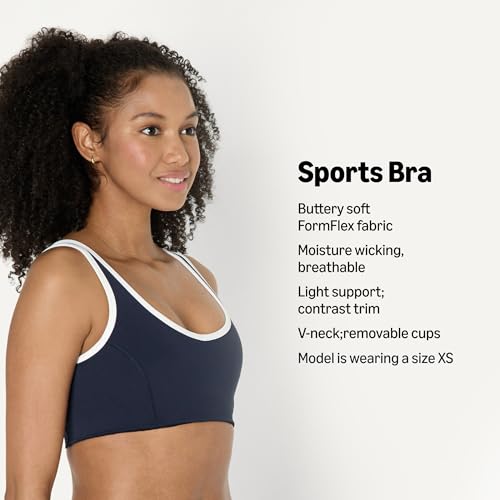 Image of Amazon Essentials Women's Active FormFlex Buttery Soft Light Support V-Neck Sports Bra with Removable Cups, Breathable, Moisture Wicking