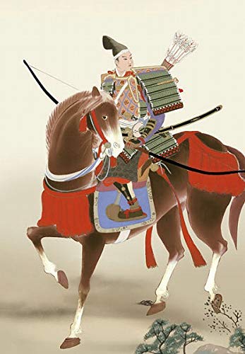 Amazon.co.jp: 鈴木翆朋『馬上武者(尺三立)』版画＋手彩色 掛け軸 人物