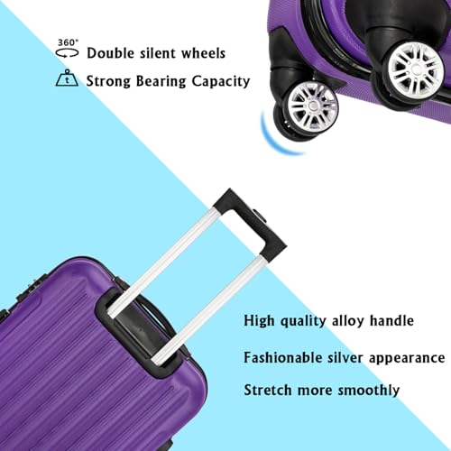 Luggage 3 Piece Sets Suitcase Set Multifunctional Large Capacity Traveling Storage Lightweight Carry On Hardside Wheel with 4 Rollers for Travel, Moving and Business Trip Maleta Purple4