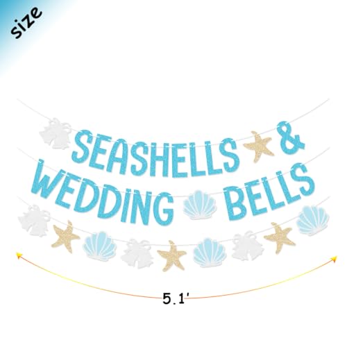 Image of Seashells & Wedding Bells Banner Garland for Beach Bach Last Toast On The Coast Coastal Bachelorette Party Decorations