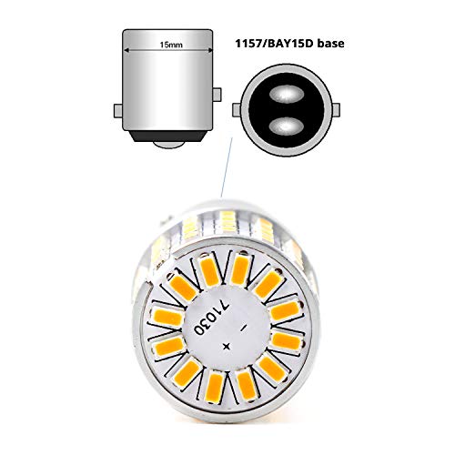 Phinlion 2057 1157 Orange Yellow Led Bulbs Super Bright 3014 72-Smd 1034 2357 7528 Led Bulb For Turn Signal Blinker Parking Side Marker Lights, Amber Yellow #TOP2