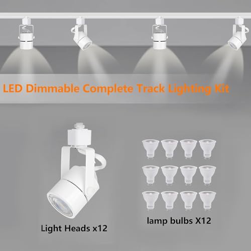 Image of GU10 LED 3CCT White Track Lighting Heads(No Track Rail) 3000K /4000K /6000K Adjustable with Dedicated Dimmer, 12PCS Ceiling Spotlight Fixture with Replaceable 10W Bulbs