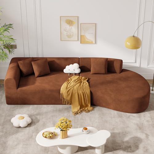 126" Curved Modular Sectional Sofa, Modern Boneless Couches for L...