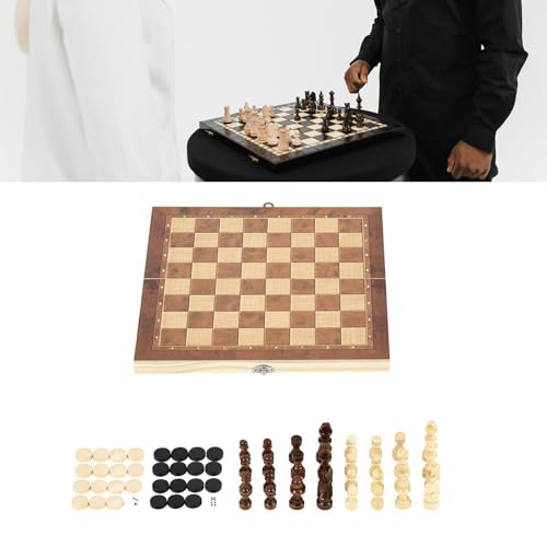 Jeu d'échecs et dames en bois pliable pour débutants
