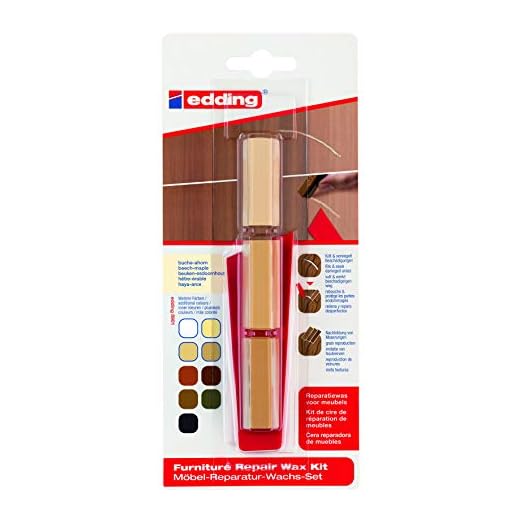 edding 8901 Möbel-Reparatur-Wachs-Set - buche-ahorn - zum Auffüllen und Reparieren von Kratzern und Löchern auf Möbeln und anderen Holzoberflächen