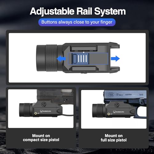 DARKFANG Tactical Flashlight and Green Laser Light Combo 1500 Lumen for Shotgun/Pistol Light with Momentary/Strobe Function for 1913 Picatinny Rail