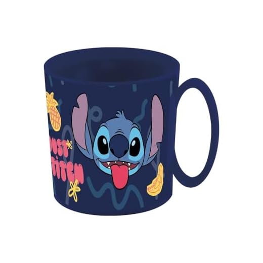 Taza infantil de plástico reutilizable para microondas de 390 ml de Stitch